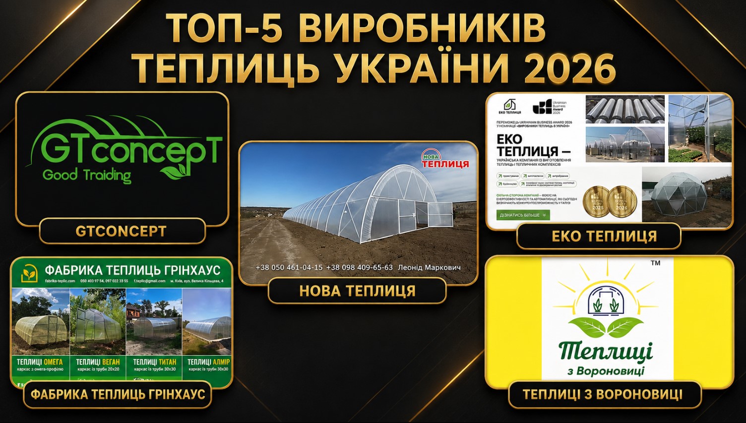 Топ-5 производителей теплиц