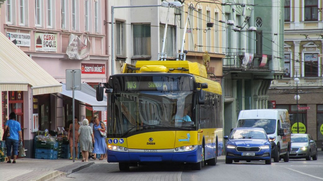 Skoda 26Tr Solaris trolleybus in the city of Teplice