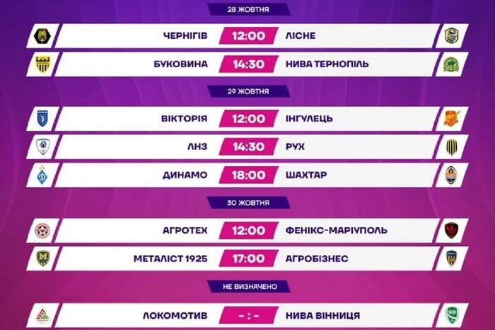 Расписание матчей 1/8 финала Кубка Украины