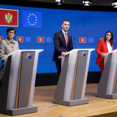 Montenegro flag with EU flag
