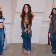Three outfits based on jeans