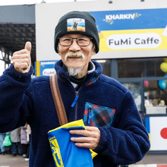 Японський волонтер на території України