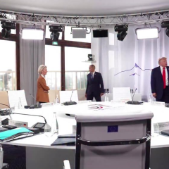 Zelensky speaking at G7 meeting
