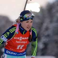 Джима на фініші біатлонної гонки