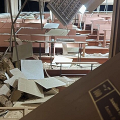 Damaged educational institution from the Russian attack