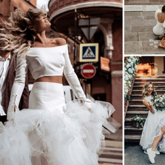 Свадебное платье с цветочными орнаментами