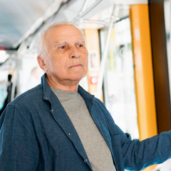 Pensioner in transport