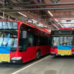 Six buses from Switzerland arrive in Trostianets
