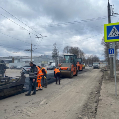 Road repair in Ternopil