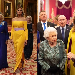 Blue and Yellow National Colors of the Queen's Outfit