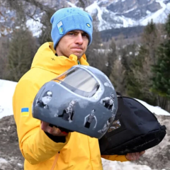 Skeleton athlete Geraskevich in Munich: helmet of memory