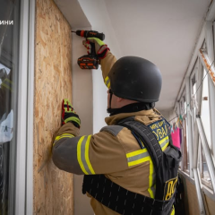 Rescuers rebuilding the city after attack