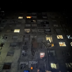 Russian air strike on residential high-rise building in Sumy