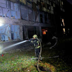 Damaged building of higher education institution