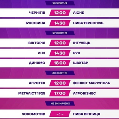 Розклад матчів 1/8 фіналу Кубку України