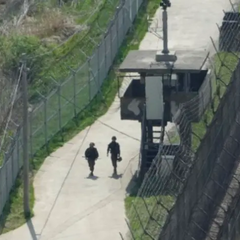 A man from North Korea crosses the border