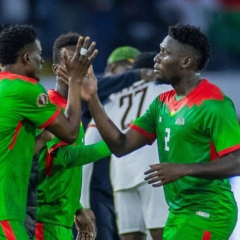 Traore scores a goal for Burkina Faso