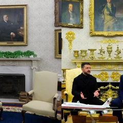Измененный Oval Office с золотым камином