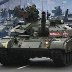 World War II tank on the road