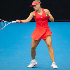 Yulia Starodubtseva on the court of Australian Open
