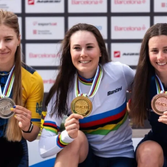 Maria Sukhopalova on podium in Barcelona