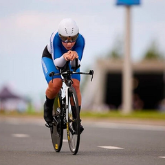 Russian cyclist under the hotel ceiling