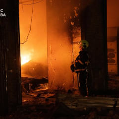 Пожар в Киеве после атаки рф
