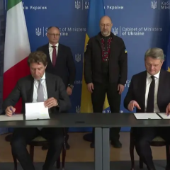 Логотип Италии и Украины с евро