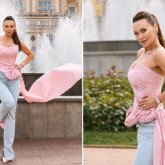 Trendy outfit with corset and jeans