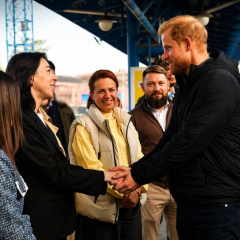 Prince Harry in front of the Ukrainian flag