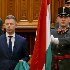 EU flag with new government