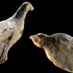 Miniature sculptures on mammoth bone