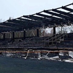 Burned stand at the stadium in Finland