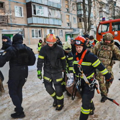 Fire in multi-storey building in Kharkiv