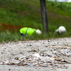 Вантажівка з перекинувшимся вантажем монети