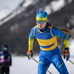 Anastasiia Nikon with coach at training