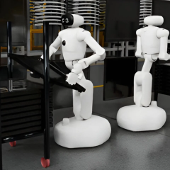 AI robots working in a factory