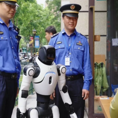 Chinese police officers with humanoid robot