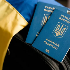 Flag of Ukraine and EU symbol