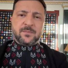 Zelensky in embroidered shirt from soldiers