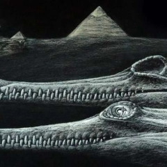 Скелет вимерлого крокодила Herugavialis поблизу Сфінкса