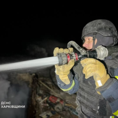Пожар после атаки дронов