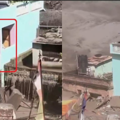 Village in Nepal flooded, house survived