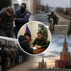 Чоловіка забирають з вулиць до військкомату