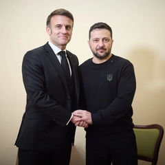 Зеленский и Макрон на встрече.