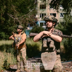 Fighters holding positions in Bilozerske