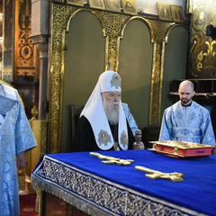 Патриарх Филарет на богослужении Успения