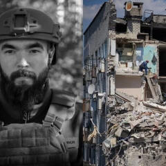 Працівник виробництва бронеплит під завалами