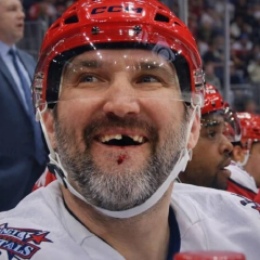 Alexander Ovechkin with a facial injury