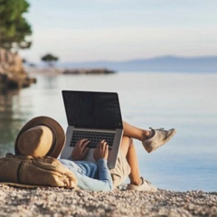 A group of young people relaxing on the beach